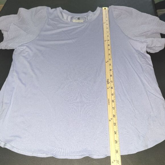 Cupio Purple Gauze Poplin Short Sleeve Top 1X - Picture 8 of 11